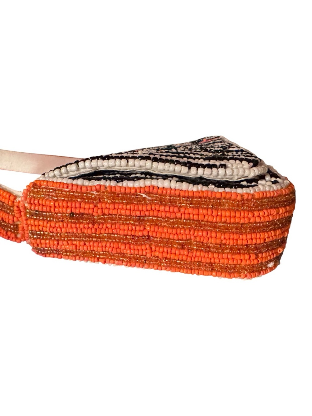 Viral Beaded Carrot Stripe Shoulder Bag Handbag Purse NWT - Picture 5 of 12